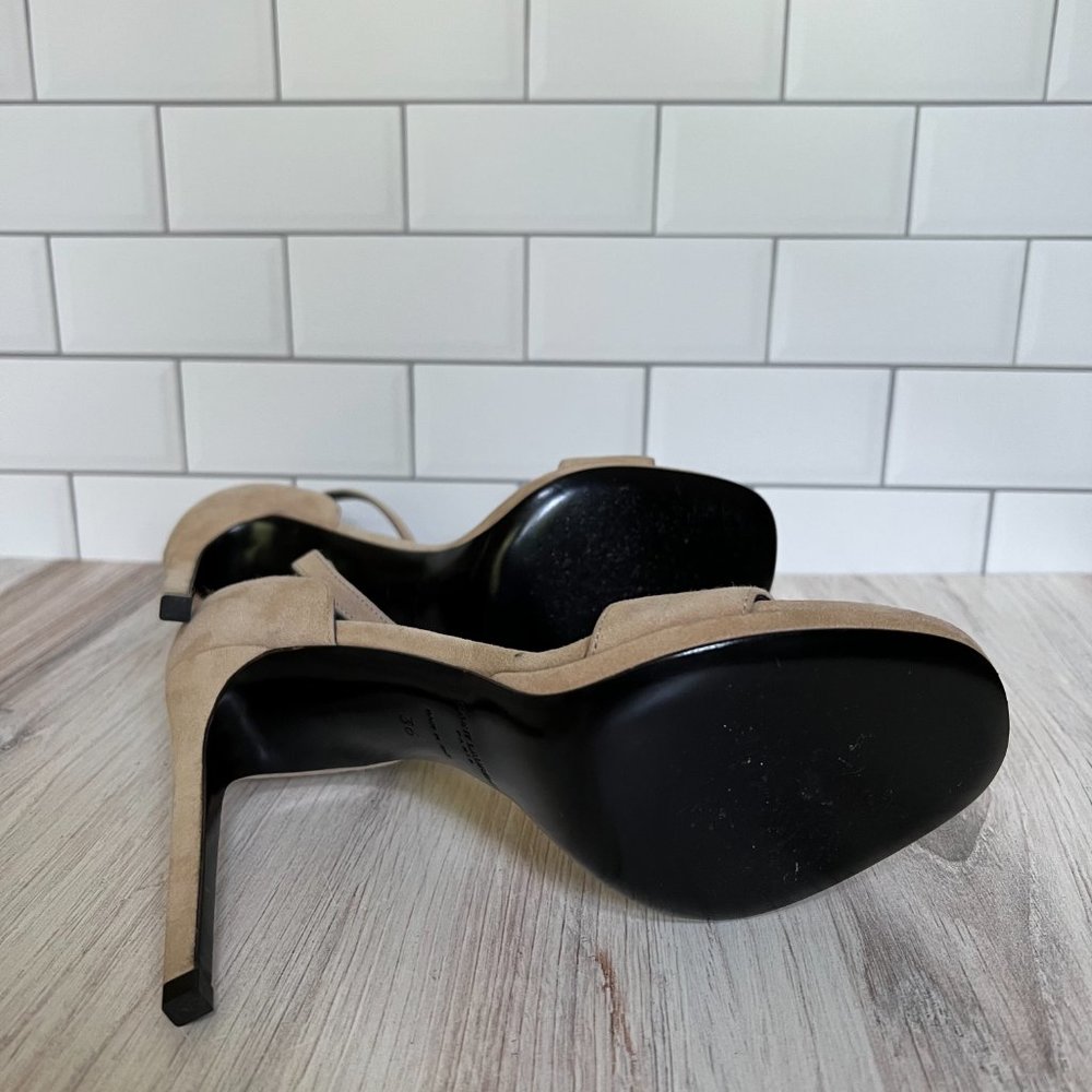 Saint Laurent beige suede heeled sandals - Picture 4 of 4